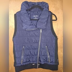 Calvin Klein Navy Quilted Vest with Black Accents